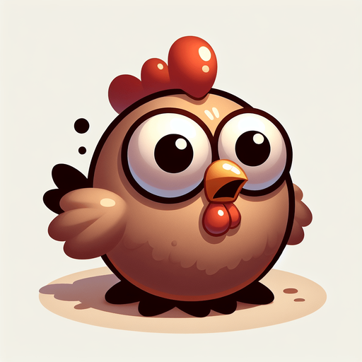 cartoon scared chicken.
Single Game Texture. In-Game asset. 2d. Blank background. High contrast. No shadows.