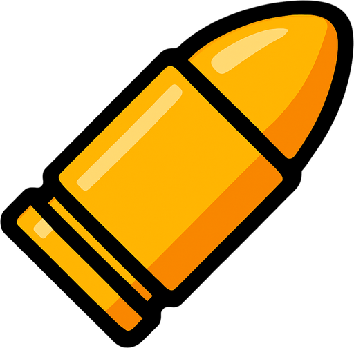 create a bullet image for 2d game.
In-Game asset.  2d.  High contrast.  No shadows