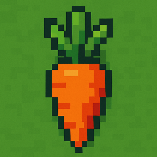Carrot 2d pixilated topdown.
In-Game asset.  2d.  High contrast.  No shadows