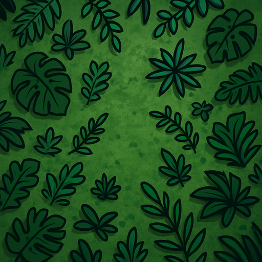 A top-down 2D jungle view, no trees.
In-Game asset.  2d.  High contrast.  No shadows