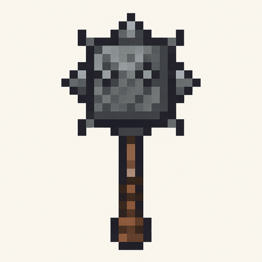 Maza medieval pixel.
In-Game asset.  2d.  High contrast.  No shadows