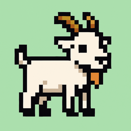 Goat pixel.
In-Game asset.  2d.  High contrast.  No shadows