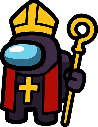 hristiyan amongus but its boss

In-Game asset.  2d.  High contrast.  No shadows