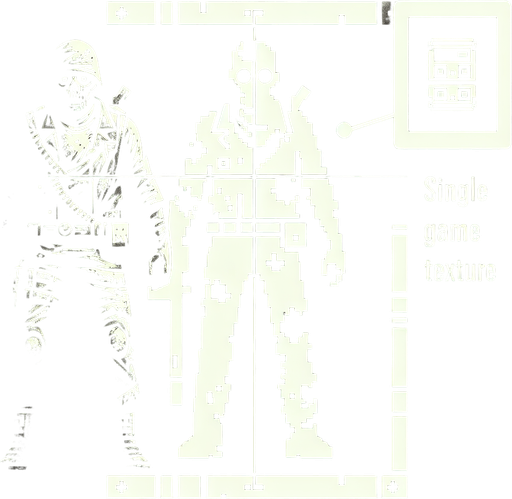 Игрок в стиле зомби апокалипсиса.
Single Game Texture. In-Game asset. 2d. Blank background. High contrast. No shadows.