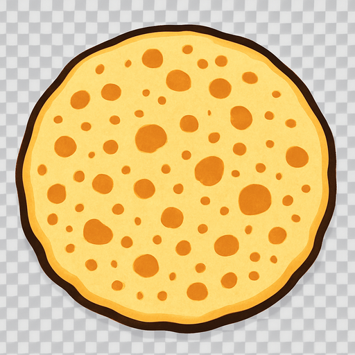 A pancake that has started cooking. Transparent transparent 2d 2d 2d topdown view topdown view.
In-Game asset.  2d.  High contrast.  No shadows