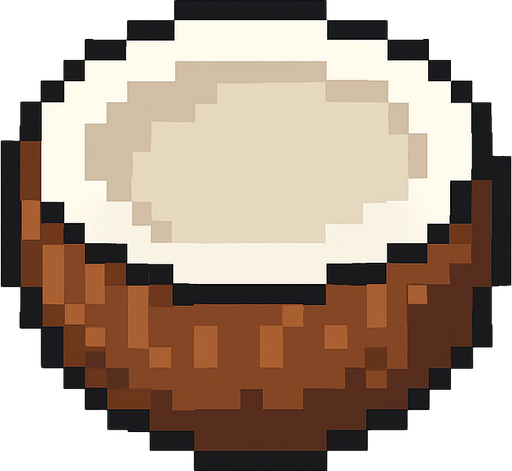 Make me a coconut 2d pixel.
In-Game asset.  2d.  High contrast.  No shadows