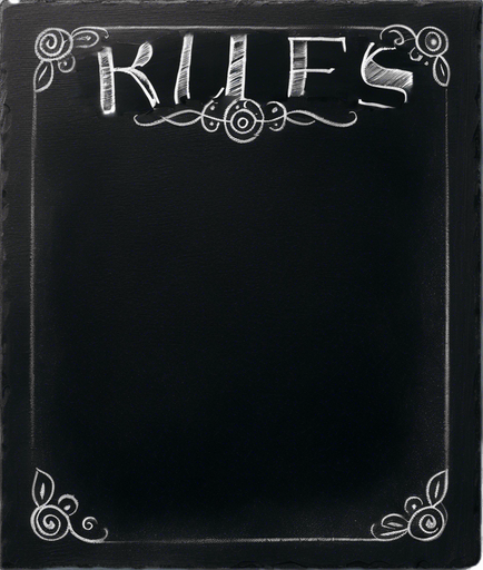 "THE RULES" handwritten in chalk