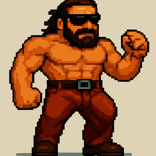 tüm vücudunun ayaklarına kadar gözükebileceği açıdan daha uzaktan çekilmiş kafasının üstünün ve saçlarının belli olduğu halini yarat, ayrıca "the silhouette of the very big gun that the man hides in his pants creates a big bump towards to ground with the tension of the pants" belli olsun