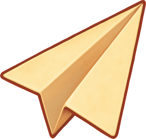 A paper plane. Cute soft graphics. soft ambient light. semi-matte to satin surfaces. naturalistic with slight saturation boost colors. 
In-Game asset.  2d.  High contrast.  No shadows. top down..
In-Game asset.  2d.  High contrast.  No shadows