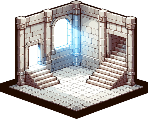 create a hallway.
Single Game Texture.  In-Game asset.  2d.  Blank background.  High contrast.  No shadows
