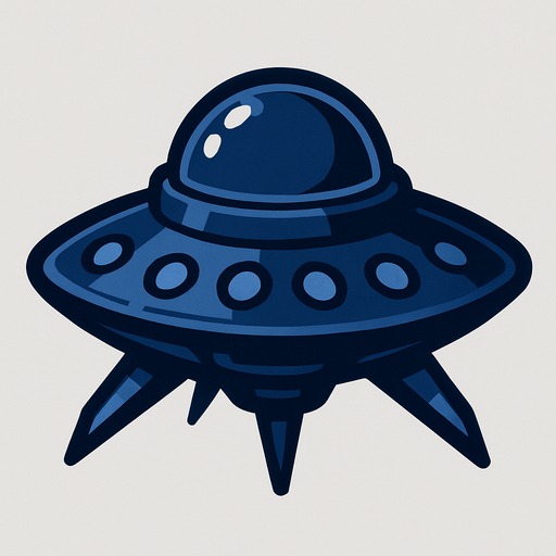 A navy blue alien ship. 
In-Game asset.  2d.  High contrast.  No shadows