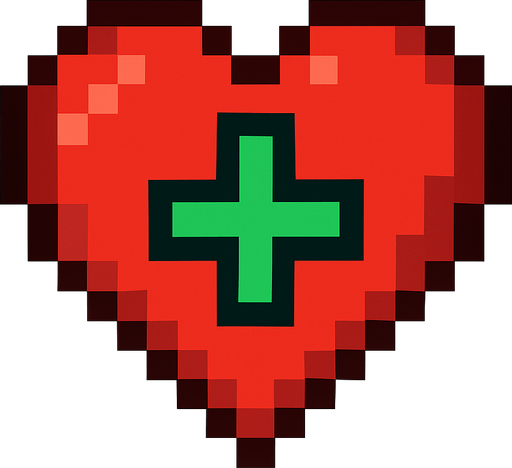 Healt restore pixel.
In-Game asset.  2d.  High contrast.  No shadows