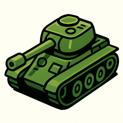 tanque de guerra verde 2D en una perspectiva de tercera persona.
In-Game asset.  2d.  High contrast.  No shadows
