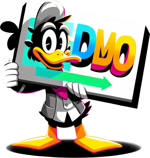 duck holding a sign written "combo".
Single Game Texture. In-Game asset. 2d. Blank background. High contrast. No shadows. duck holding a sign written "combo". Cartoon.