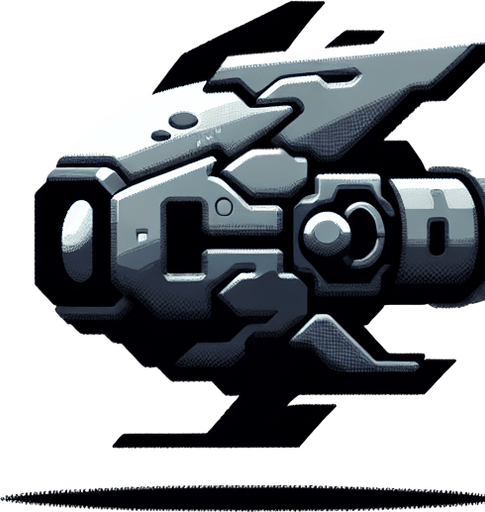 A space shooter enemy that shoots bullets.
Single Game Texture. In-Game asset. 2d. Blank background. High contrast. No shadows.