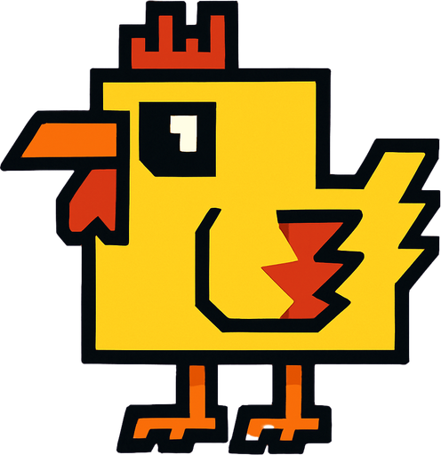 hyper chicken but square.
In-Game asset.  2d.  High contrast.  No shadows