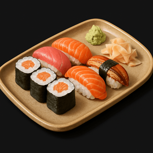 Tabakta Sushi - Gerçekçi - Yazısız.
In-Game asset.  2d.  High contrast.  No shadows