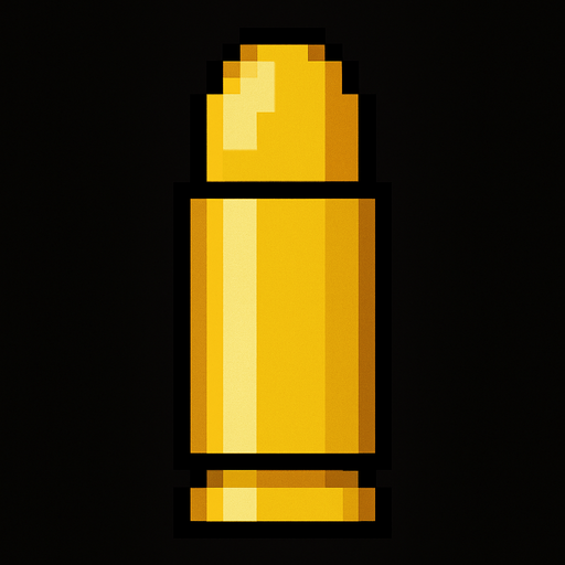an 16bit 20x40 yellow bullet.
In-Game asset.  2d.  High contrast.  No shadows