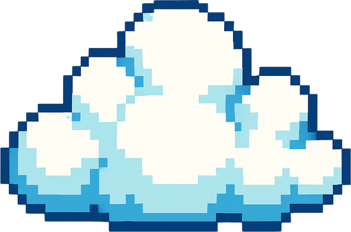 pixelart, cloud.
In-Game asset.  2d.  High contrast.  No shadows