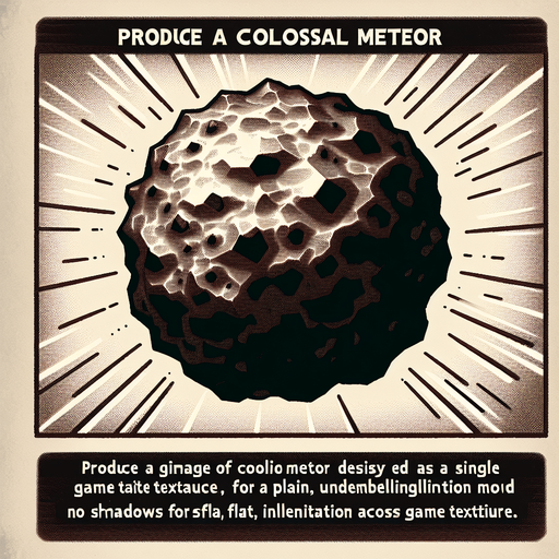 a giant meteor.
Single Game Texture. In-Game asset. 2d. Blank background. High contrast. No shadows.