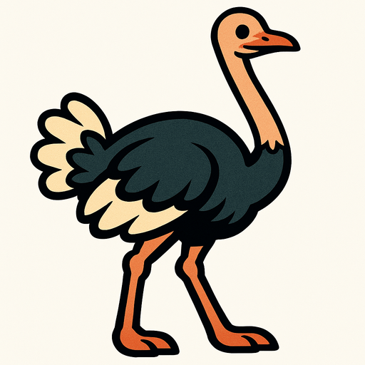 Ostrich.
In-Game asset.  2d.  High contrast.  No shadows