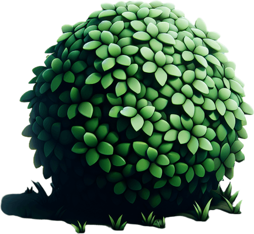 a small bush.
Single Game Texture.  In-Game asset.  2d.  Blank background.  High contrast.  No shadows