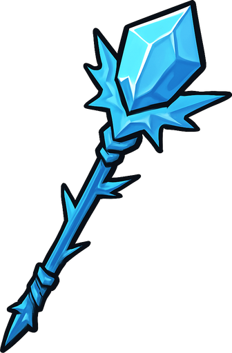 Ice staff.
In-Game asset.  2d.  High contrast.  No shadows