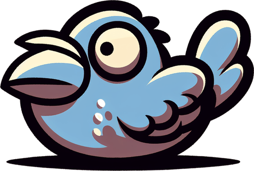 funny bird.
Single Game Texture. In-Game asset. 2d. Blank background. High contrast. No shadows.