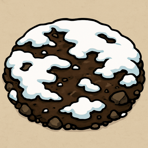 Ground, snowy, earthy.
In-Game asset.  2d.  High contrast.  No shadows