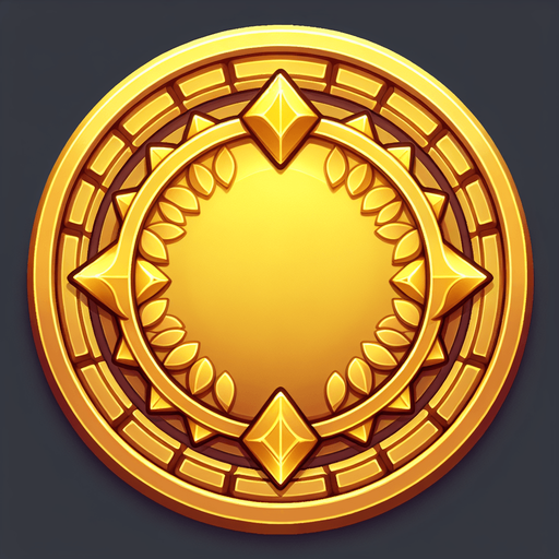 Altın 2d para düz renk.
Single Game Texture.  In-Game asset.  2d.  Blank background.  High contrast.  No shadows