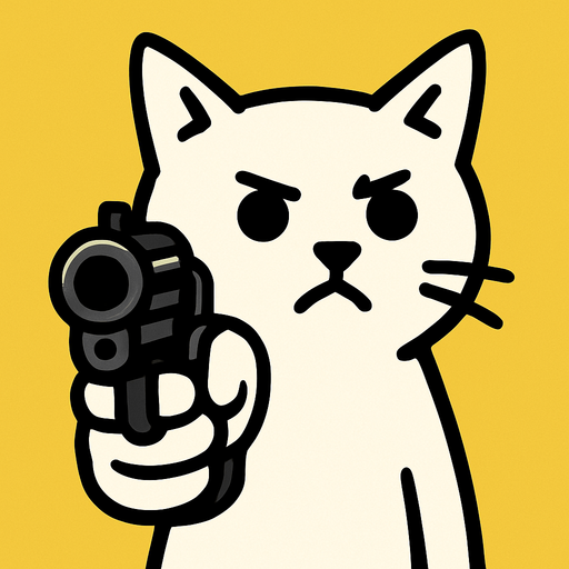 meme silah uzatan kedi.
In-Game asset.  2d.  High contrast.  No shadows