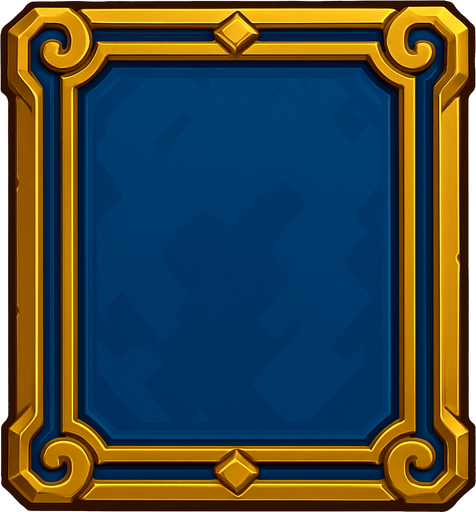 Golden framed blue panel.
In-Game asset.  2d.  High contrast.  No shadows