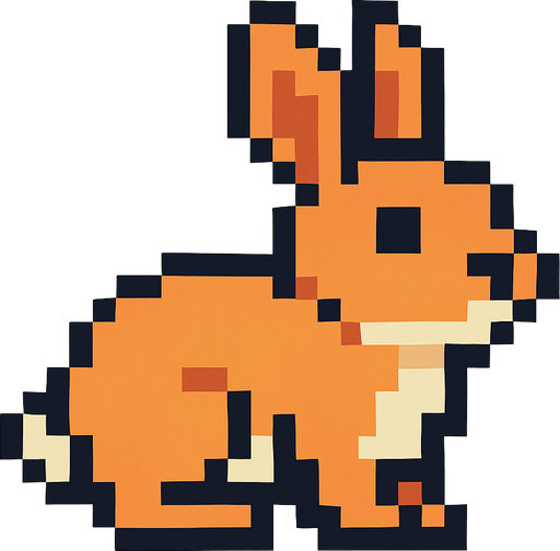 rabbit pixel.
In-Game asset.  2d.  High contrast.  No shadows