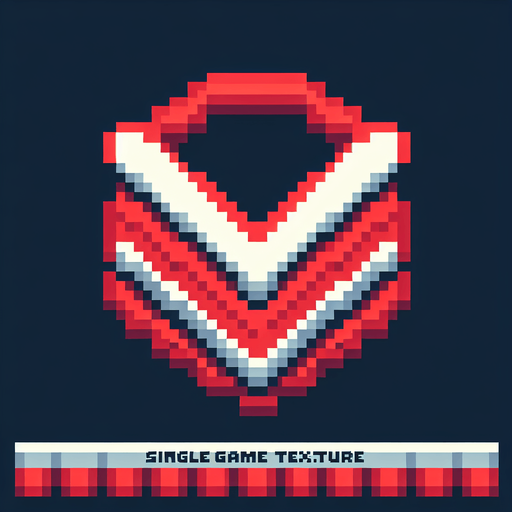 pixel art of a red chevron.
Single Game Texture. In-Game asset. 2d. Blank background. High contrast. No shadows.