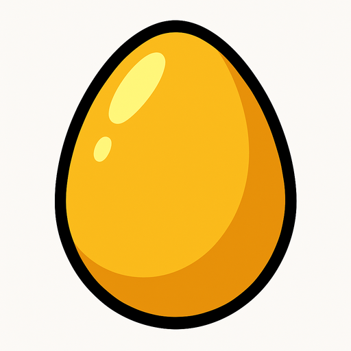 A Golden egg.
In-Game asset.  2d.  High contrast.  No shadows