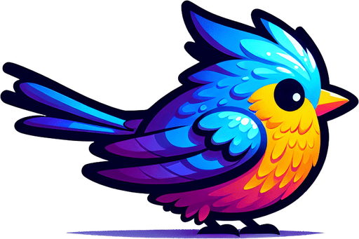 Bird.
Single Game Texture. In-Game asset. 2d. Blank background. High contrast. No shadows.