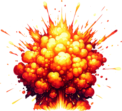 fire explosion.
Single Game Texture.  In-Game asset.  2d.  Blank background.  High contrast.  No shadows