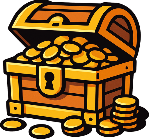 treasure chest.
In-Game asset.  2d.  High contrast.  No shadows