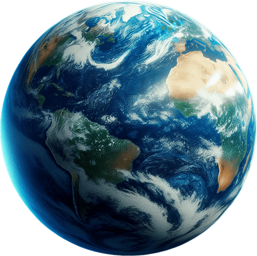 planet earth.
Single Game Texture.  In-Game asset.  2d.  Blank background.  High contrast.  No shadows