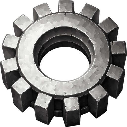 стальная шестерня в стиле hand-paint.
Single Game Texture.  In-Game asset.  2d.  Blank background.  High contrast.  No shadows