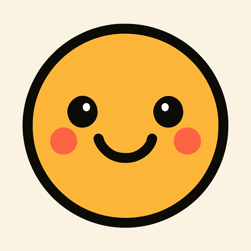 A cute face with cute smile.
In-Game asset.  2d.  High contrast.  No shadows