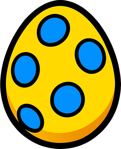A yellow egg With Blue dots.
In-Game asset.  2d.  High contrast.  No shadows