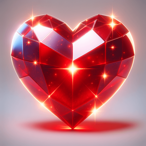 red shining heart symbol.
Single Game Texture.  In-Game asset.  2d.  Blank background.  High contrast.  No shadows