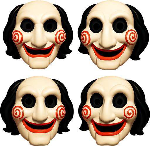 3D the Saw Scary but funny face meme. different faces look. face only
In-Game asset.  3D.  High contrast.  No shadows