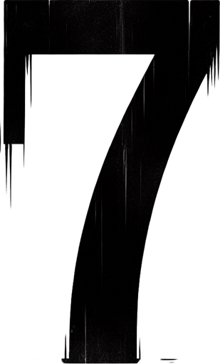 the number 7 written in black, make the numbers eerie.
Single Game Texture. In-Game asset. 2d. Blank background. High contrast. No shadows.