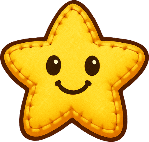 Yellow star plushie with a smile on it.
In-Game asset.  2d.  High contrast.  No shadows