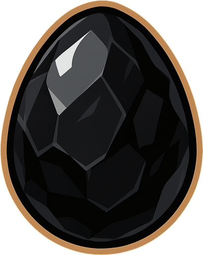 A Obsidian egg.
In-Game asset.  2d.  High contrast.  No shadows