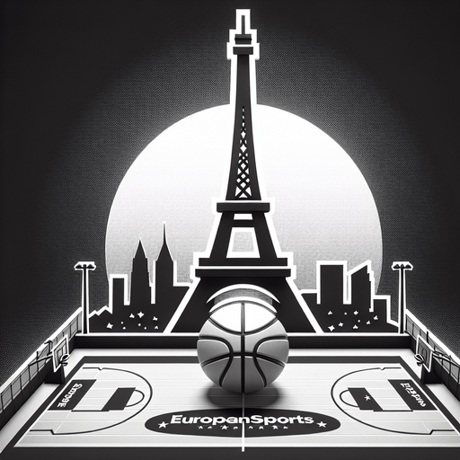 Paris.
Paris basketball backgroung. Eiffel Tower. Eurosport logo.
Single Game Texture. In-Game asset. 2d. Blank background. High contrast. No shadows.
