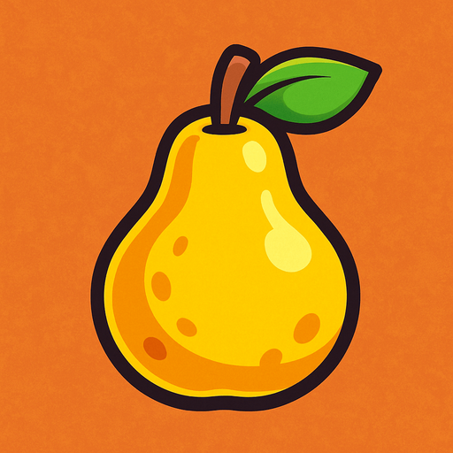 pear fruit.
In-Game asset.  2d.  High contrast.  No shadows. animated. cartoon