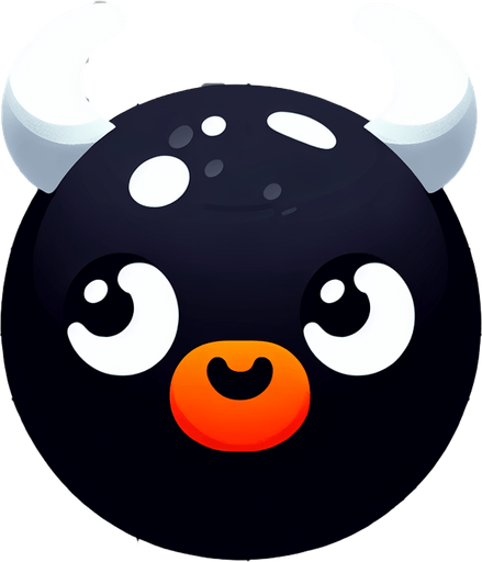 Uma bolinha preta com chifres dos olhos brancos sorridente laranja,jogo 2d fundo png.
Single Game Texture. In-Game asset. 2d. Blank background. High contrast. No shadows.